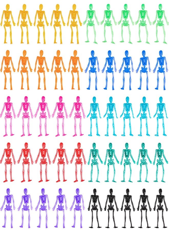 NiHome 50PCS Halloween Stretchy Toys Skeleton Toy Sets, Halloween Goodie Bag Stuffers Fillers 50-Pack Party Favors for Kids Stretchy Skeleton, Assorted Colors Trick or Treat Toys - Image 4